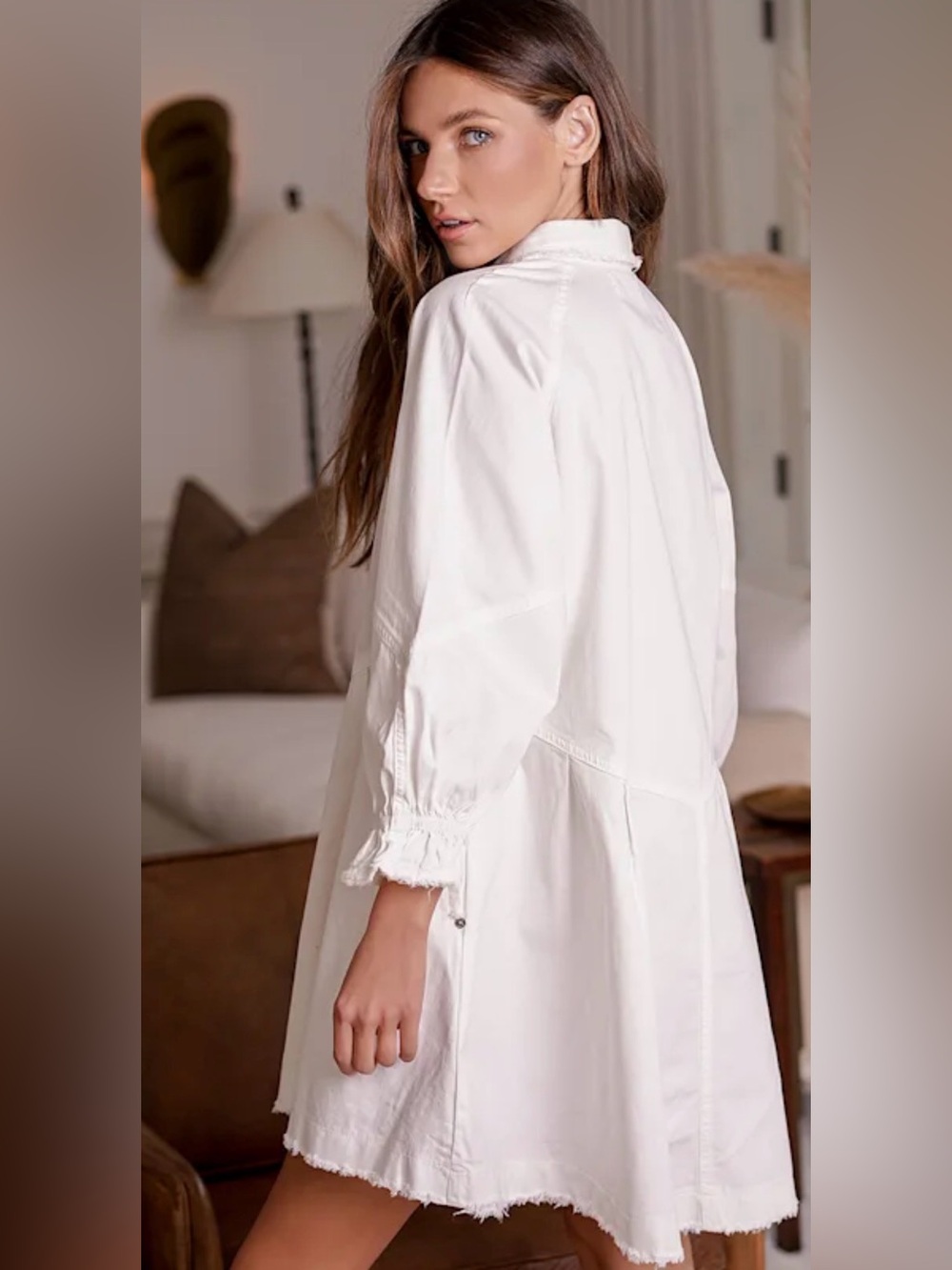 We The Free Cream Button-Front Shirt Dress - Picture 5 of 7